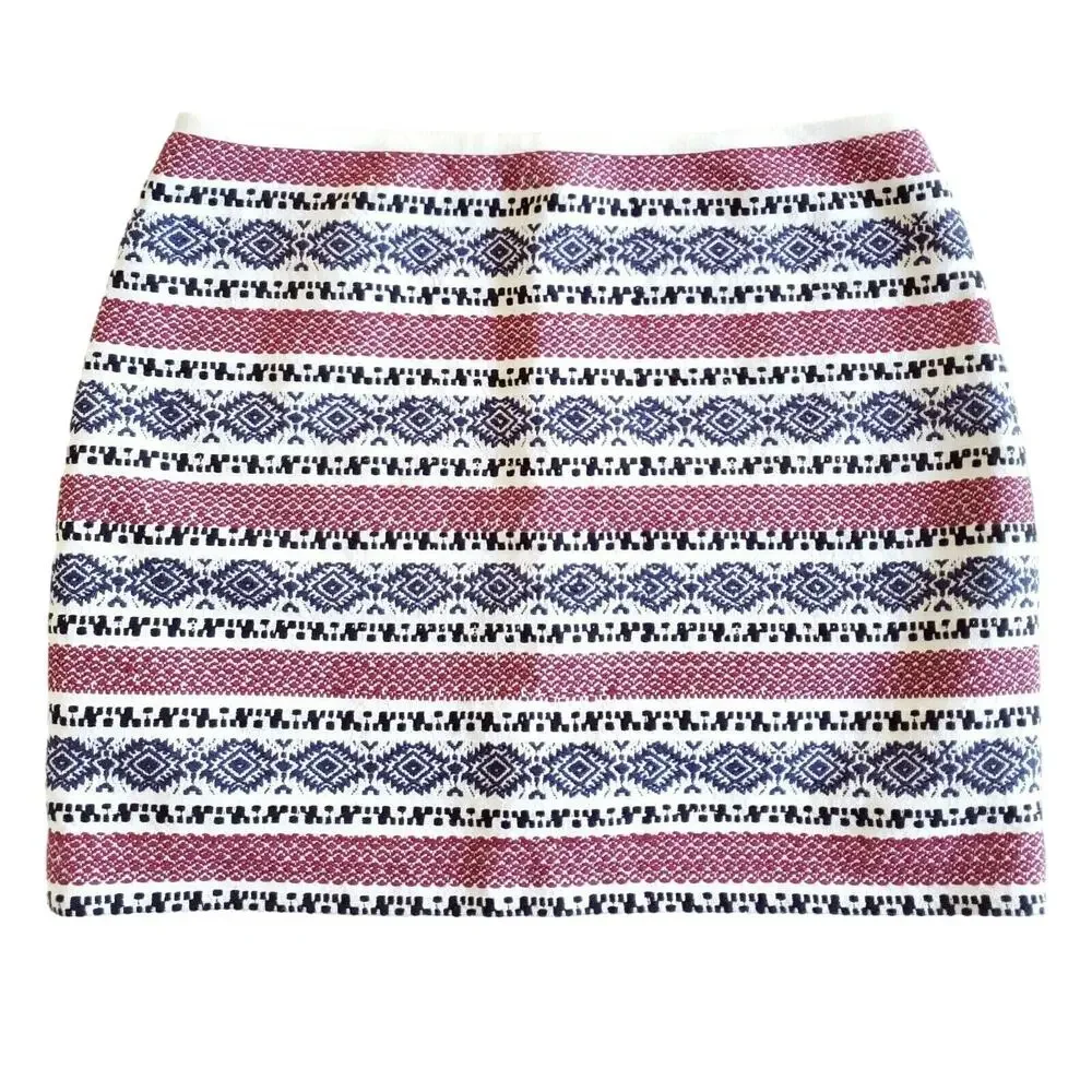 MADEWELL jacquard textured mini pencil skirt in Aztec eyelet white Size 12 NEW